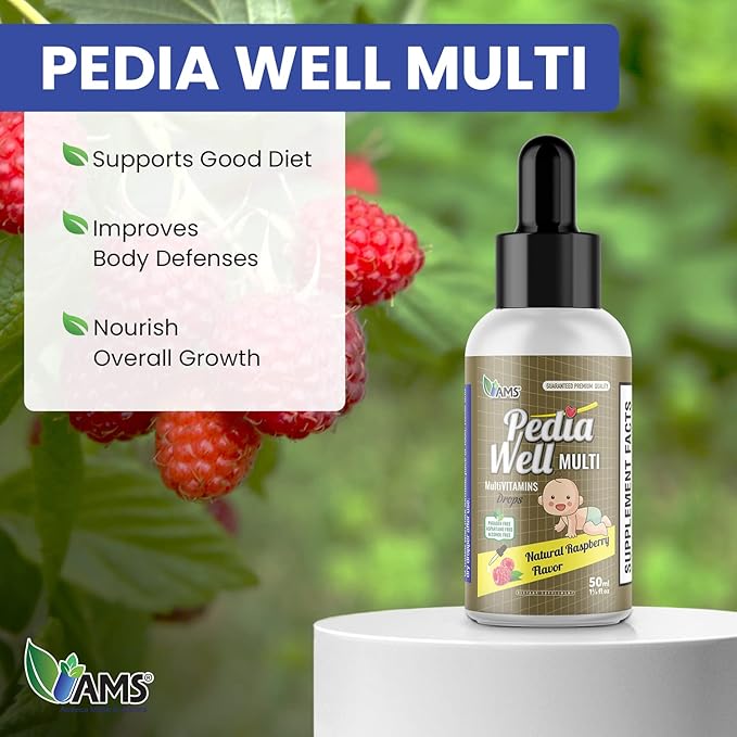 America Medic & Science PediaWell Multi (50 mL) | Baby Vitamin Supplement with Vitamin C | Enhanced Immune Support for Kids | Toddler Multivitamin Drops for Boosting Physical and Mental Growth
