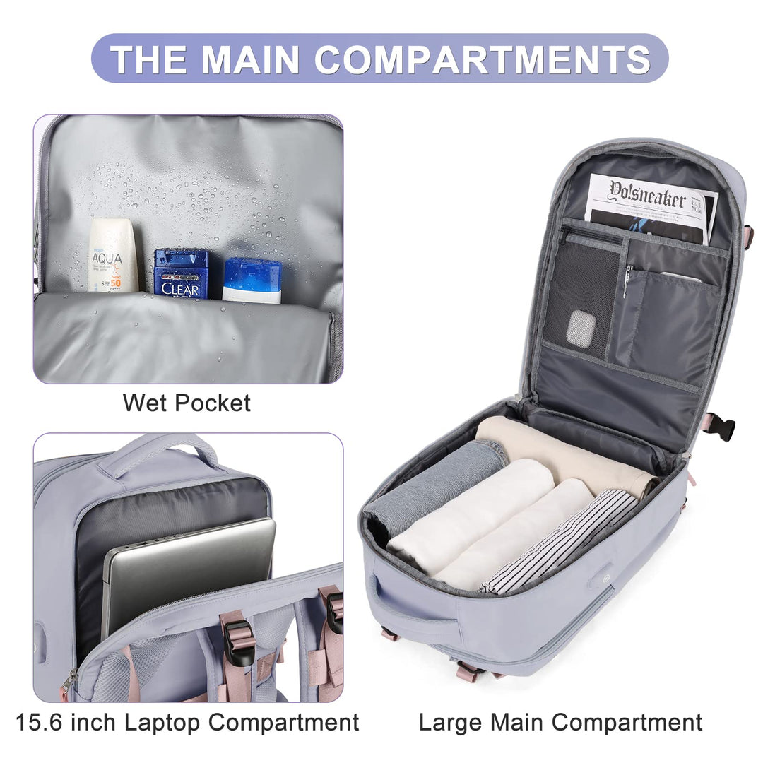 coofay Large Travel Backpack For Women Airline Approved Carry On Backpack Flight Approved Waterproof Sports Luggage Backpack Casual Daypack Small Hiking Backpack