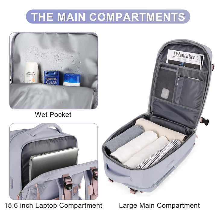 coofay Large Travel Backpack For Women Airline Approved Carry On Backpack Flight Approved Waterproof Sports Luggage Backpack Casual Daypack Small Hiking Backpack
