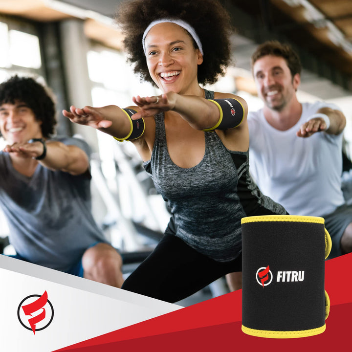 Fitru Premium Arm Trimmers for Men & Women | Sauna Arm Wraps for Flabby Arms Increasing Heat & Sweat During Exercise Yellow