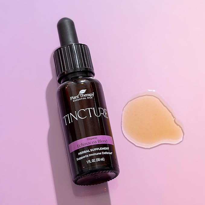 Plant Therapy Total Tincture Package Includes 30 mL Each of Organic Ashwagandha, Asian Ginseng, Echinacea Blend, Elderberry, Lemon Balm, Turmeric & Travel Mug