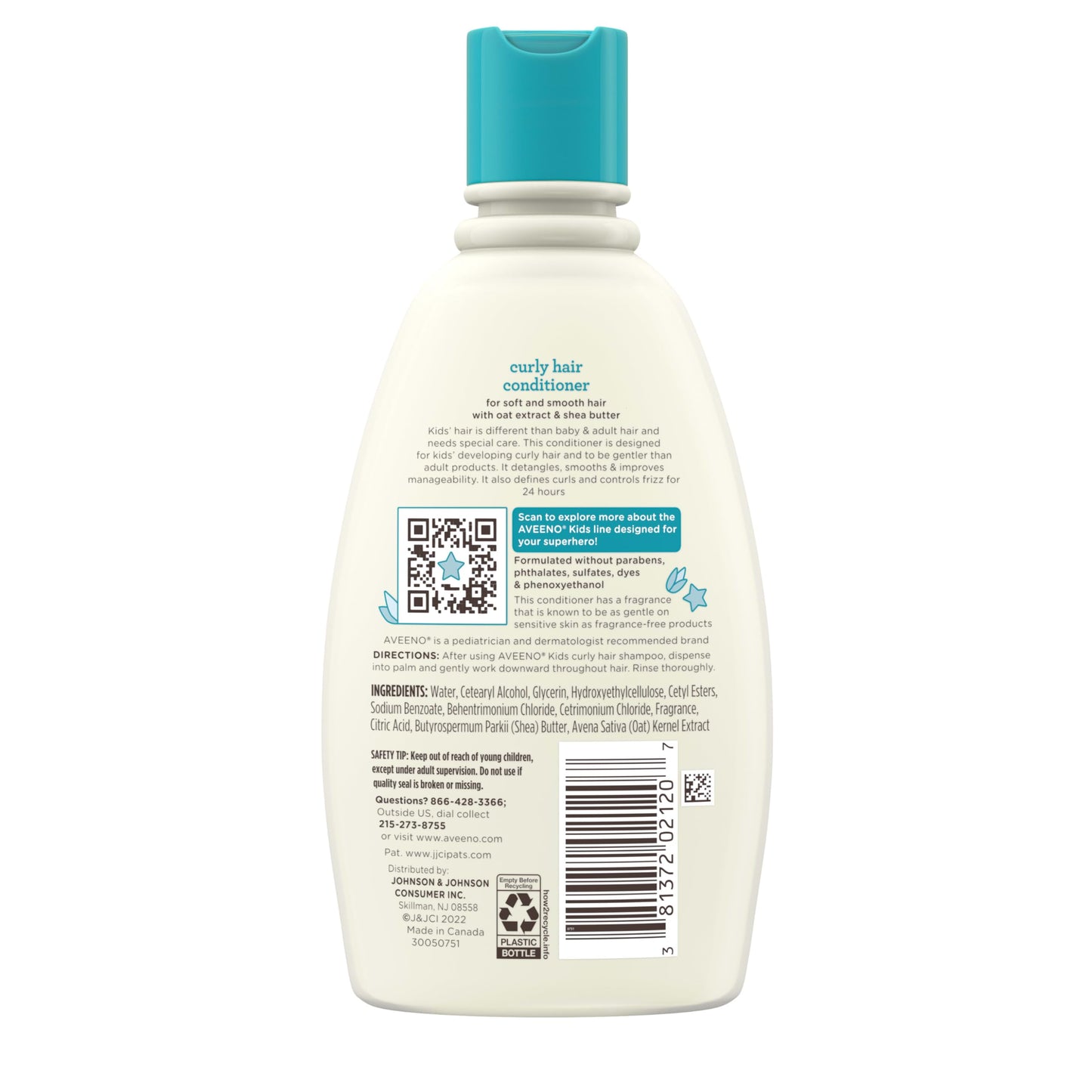 Aveeno Kids Curly Hair Conditioner, Hydrating Conditioner, Kids Curly Hair Products, Oat Extract & Shea Butter, Gentle Scent, 12 fl. oz (Pack of 1)