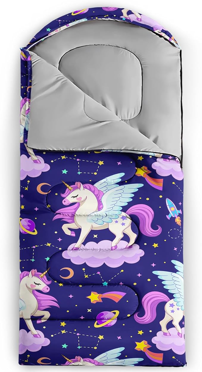 AILONEN Cartoon Fox Camping Sleeping Bag for Boys Girls Adults,Lightweight & Waterproof,3 Season Warm & Cold Weather,Portable,Kawaii Fox Printed Sleeping Bag,Traveling,Camping,Hiking