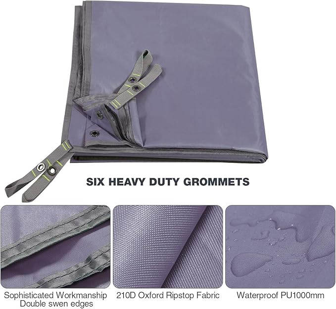 REDCAMP Large Waterproof Camping Tarp Lightweight, Multifunctional Insulated Tent Footprint for Camping Hiking Backpacking, Grey 106"x83"