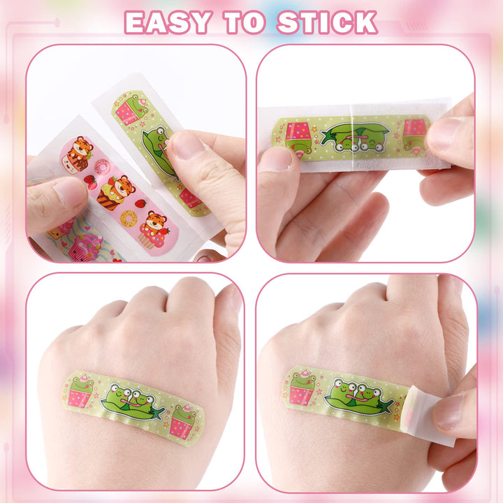 120 Pcs 20 Styles Kids Bandages Bulk Cute Cartoon Flexible Bandages Waterproof Breathable Bandages Strip Protect Cuts and Scrapes for Girls Boys Children Toddlers (Vibrant Style)