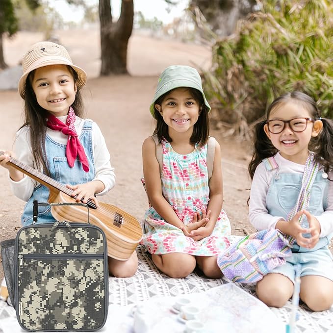 Lunch Box for Kids Boys Girls Men Women, Insulated Small Soft Cooler Lunch Bag Kit for School Work Picnic Travel - Reusable Portable lunchbox,Grey Camouflage