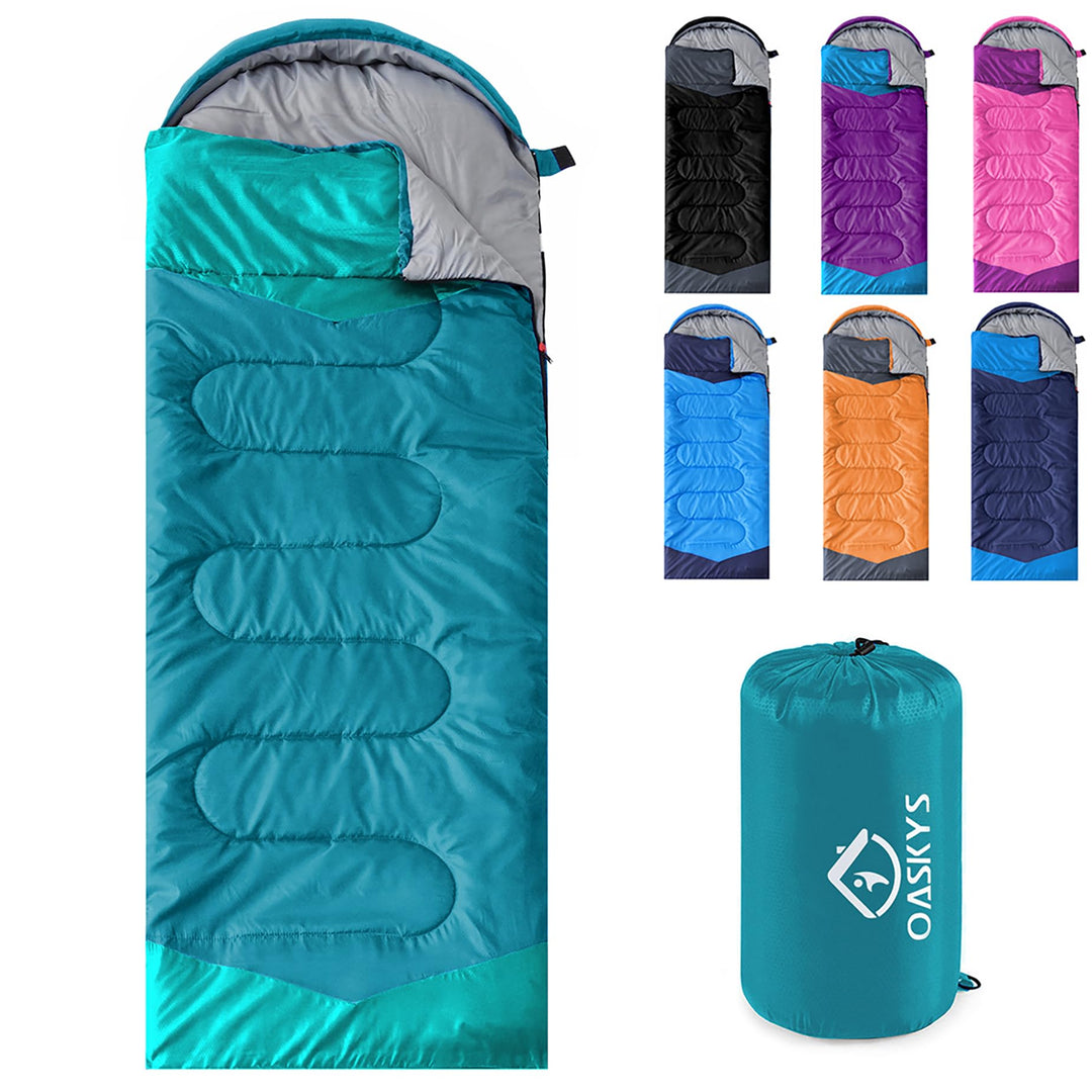 oaskys Camping Sleeping Bag - 3 Season Warm & Cool Weather - Summer Spring Fall Lightweight Waterproof for Adults Kids - Camping Gear Equipment, Traveling, and Outdoors