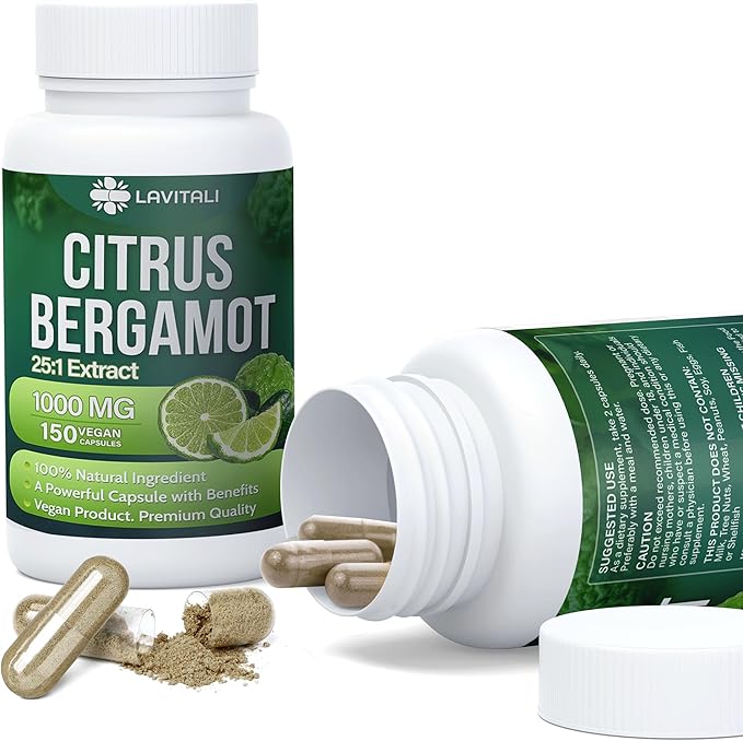 25x Concentrated Citrus Bergamot Extract Capsules, 150 Veggie Capsules, Citrus Bergamot 1000mg Capsules, Non-GMO, Gluten-Free, All Natural, Vegetarian Capsules