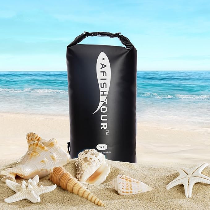 Waterproof Floating Dry Bag for Men Women - 12L Roll Top Sack Keeps Gear Dry with Shoulder Strap for Kayaking, Rafting, Boating, Swimming, Camping, Hiking, Beach, Fishing (Black)