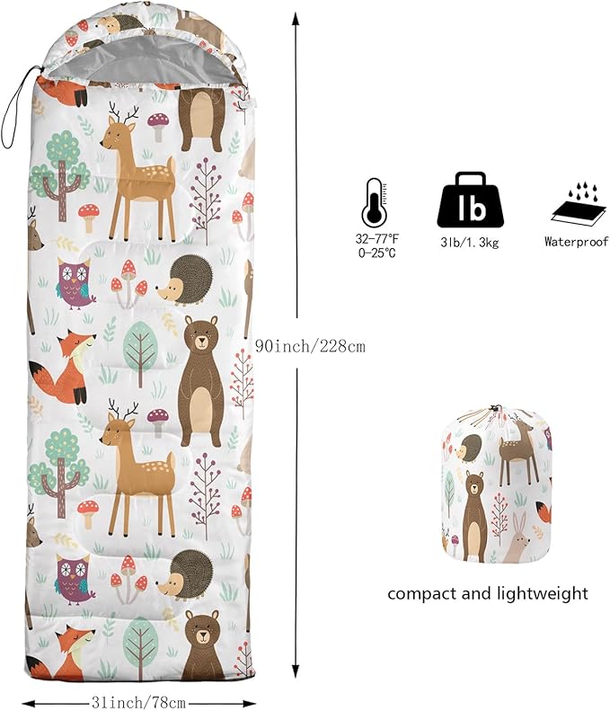 Axolotl Unicorn Sleeping Bag for Kids Boys Girls–Lightweight Warm Cold Weather Sleeping Bags,Waterproof Portable Sleeping Bag with Compression Sack for Camping Backpacking Outdoor Indoor