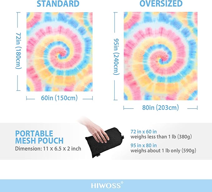 Beach Blanket Waterproof Sandproof Oversized 95”x 80”,Sand Free Beach Mat with Corner Pockets,Portable Mesh Bag for Beach Festival,Picnic,Travel and Outdoor Camping (Unicorn)