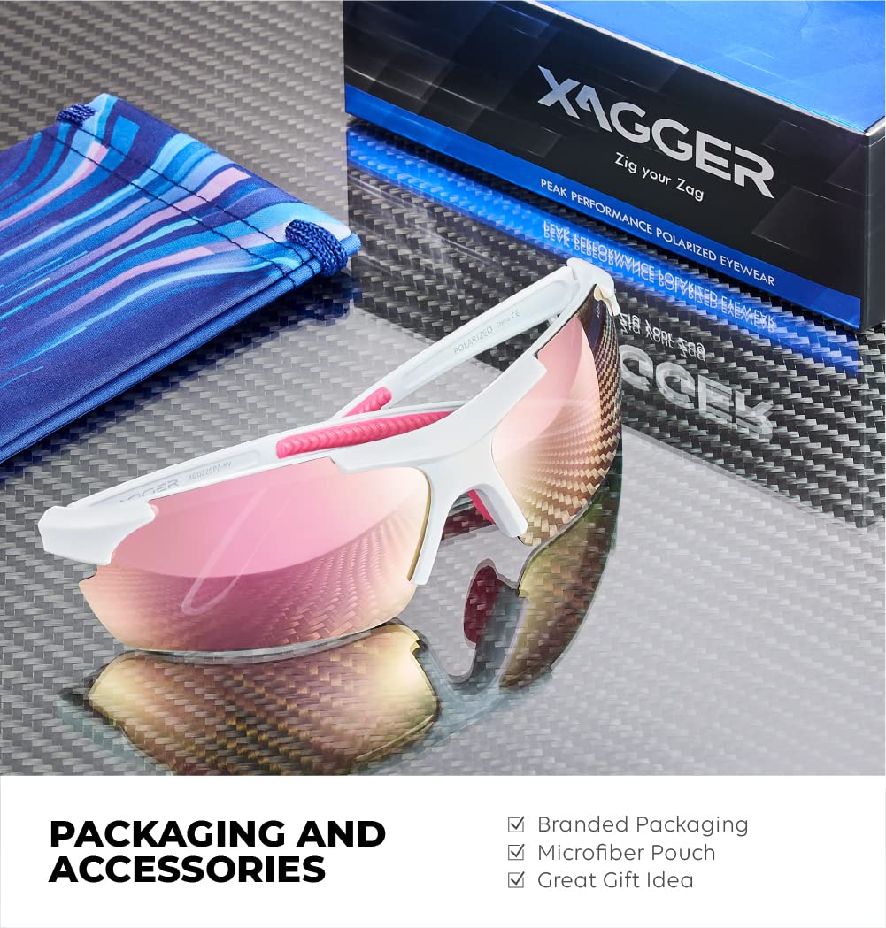 Xagger Polarized Wrap Around Sport Sunglasses for Men Women UV400 Baseball Softball Running Cycling Glasses