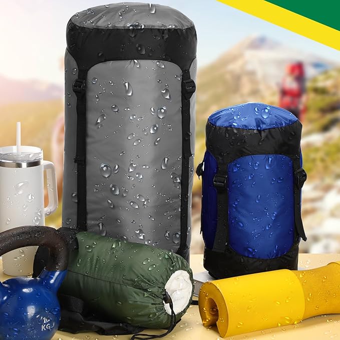 5 Pcs Compression Sacks for Backpacking 5L/10L/15L/20L/35L Camping Sleeping Bag Stuff Sack Water Resistant Sleeping Bag Storage Sack for Space Saving Hiking Gear