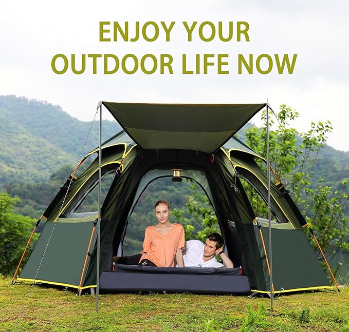 Camping Tent with Instant Setup, 2/3 Person Weatherproof Tent Easy Quick Set Up in 60 Seconds with Rainfly Backpack Tent for Family Camping & Hiking, Upgraded Ventilation,Center Height 66-inch