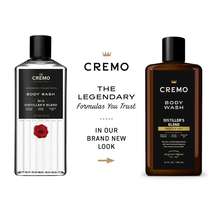 Cremo Body Wash for Men | Kentucky Bourbon & Smoked Vetiver | 16 Fl Oz
