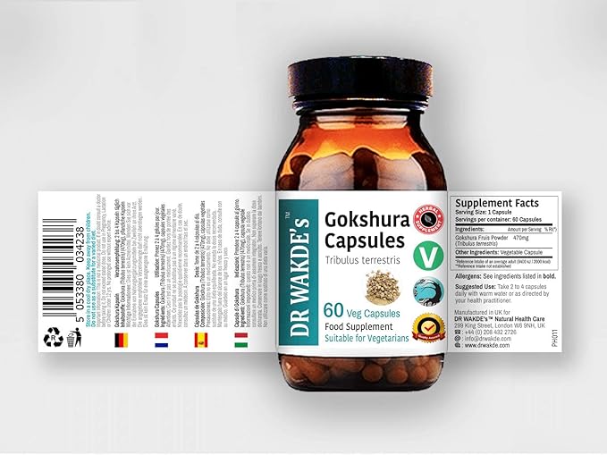 DR WAKDE'S Gokshura Capsules (Tribulus terrestris) - 60 Veg Caps | 100% Pure, All-Natural Supplement | Vegan, Plant-Based, Supports Vitality and Urinary Health