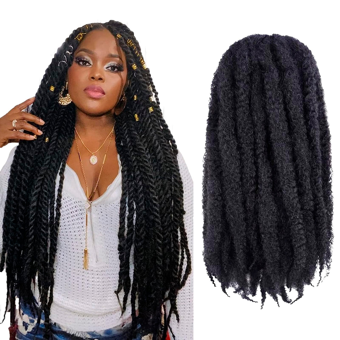 ToyoTress Marley Twist Braiding Hair - 18 Inch 6 Packs Black Marley Hair For Faux Locs, Marley Twist Crochet Hair Afro Kinky Cur