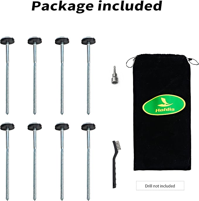 8 Pcs Drillable Tent Stakes 12" | Hex Pegs | Heavy Duty Metal Tent Anchors & Camping Spikes with 17MM Hex Drill Adapter and Storage Bag