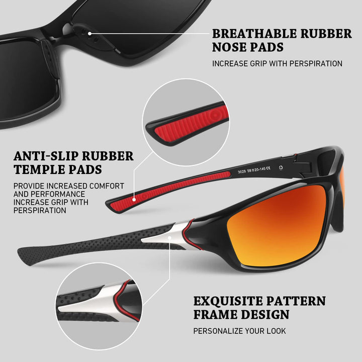 WEAROYO Polarized Sports Sunglasses for Men Women,Cycling Running Driving Fishing Trekking Sun Glasses 100% UV Protection