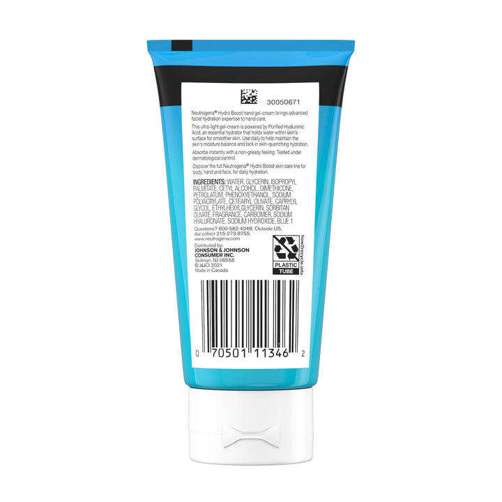 Neutrogena Hydro Boost Hydrating Hand Gel Cream with Hyaluronic Acid for Instantly Quenched, Soft & Supple Hands, Lightweight, Non-Greasy & Quick Absorbing Hand Lotion, Travel Size, 3 Oz
