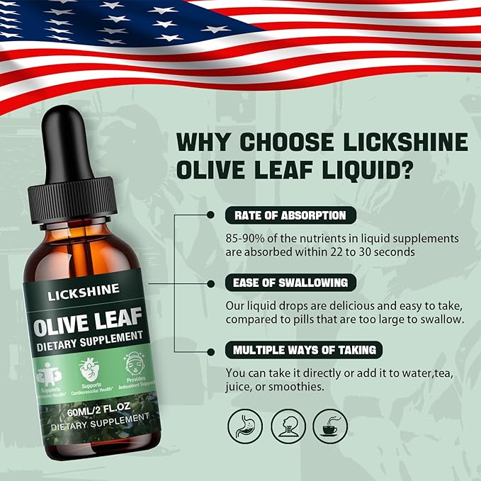 2 Pack 1000MG Olive Leaf Liquid Extract - Organic Olive Leaf Drops Supplement Tincture for Better Absorption - Immune & Heart Support Gluten-Free, Non-GMO, Vegan, 4 Fl Oz