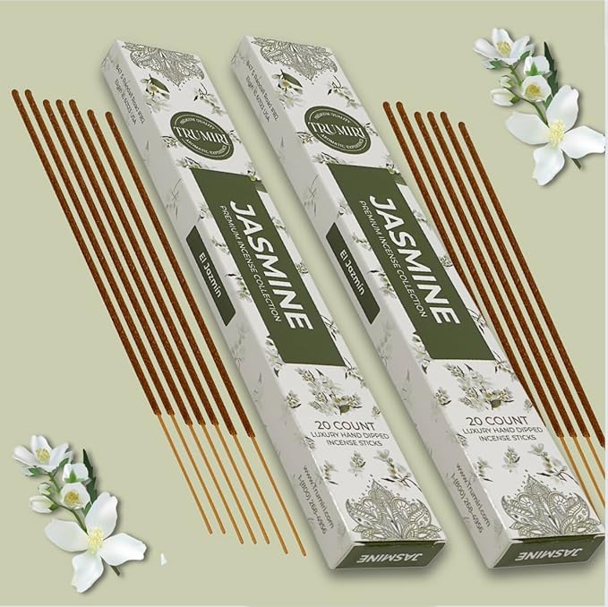 Jasmine Incense Sticks - Total 40 Insence-Sticks - Dual Pack of 20 Insense - Inciensos - Inscents - Natural Non Toxic Ingredients - Incents - Incence - Inscense - Insents
