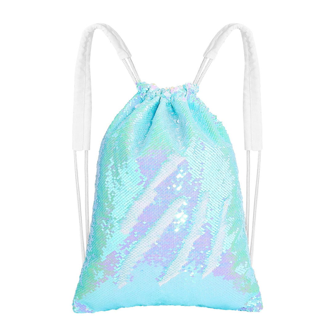 MHJY Sparkly Drawstring Backpack Mermaid Sequin Dance Bag Sports Gym Beach Swim Backpack Birthday Easter Gift Bag