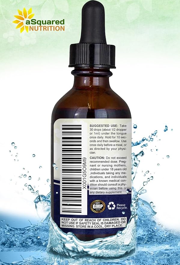 aSquared Nutrition Vitamin B12 Sublingual Liquid Drops - 5000 MCG Supplement with Methylcobalamin (Methyl B-12) - Max Absorption B 12 to Increase Energy - Vegan Friendly - 2 fl oz