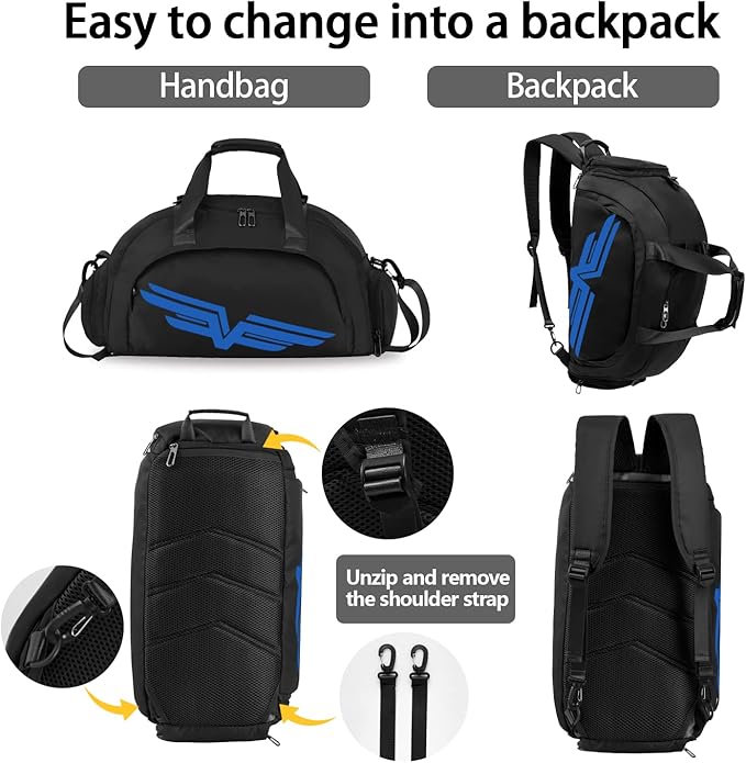 FIORETTO 30L Sports Gym Duffle Bag with Wet Pocket & Shoe Compartment, Weekender Hospital Overnight Bag for Women, Sports Holdall Backpack