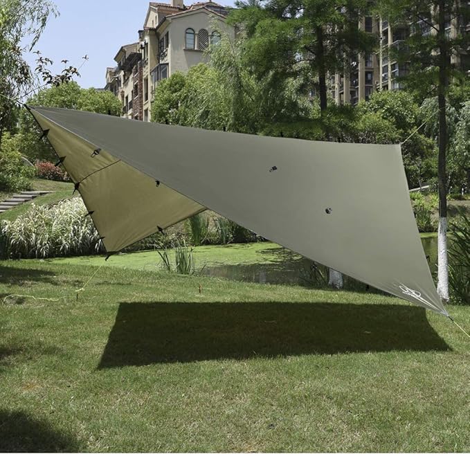 Gold Armour Rainfly Tarp Hammock, Premium 20ft x 14.3ft Rain Fly Cover, Waterproof Ultralight Camping Shelter Canopy, Must Have Camping Accessories Camping Essential (OD Green)