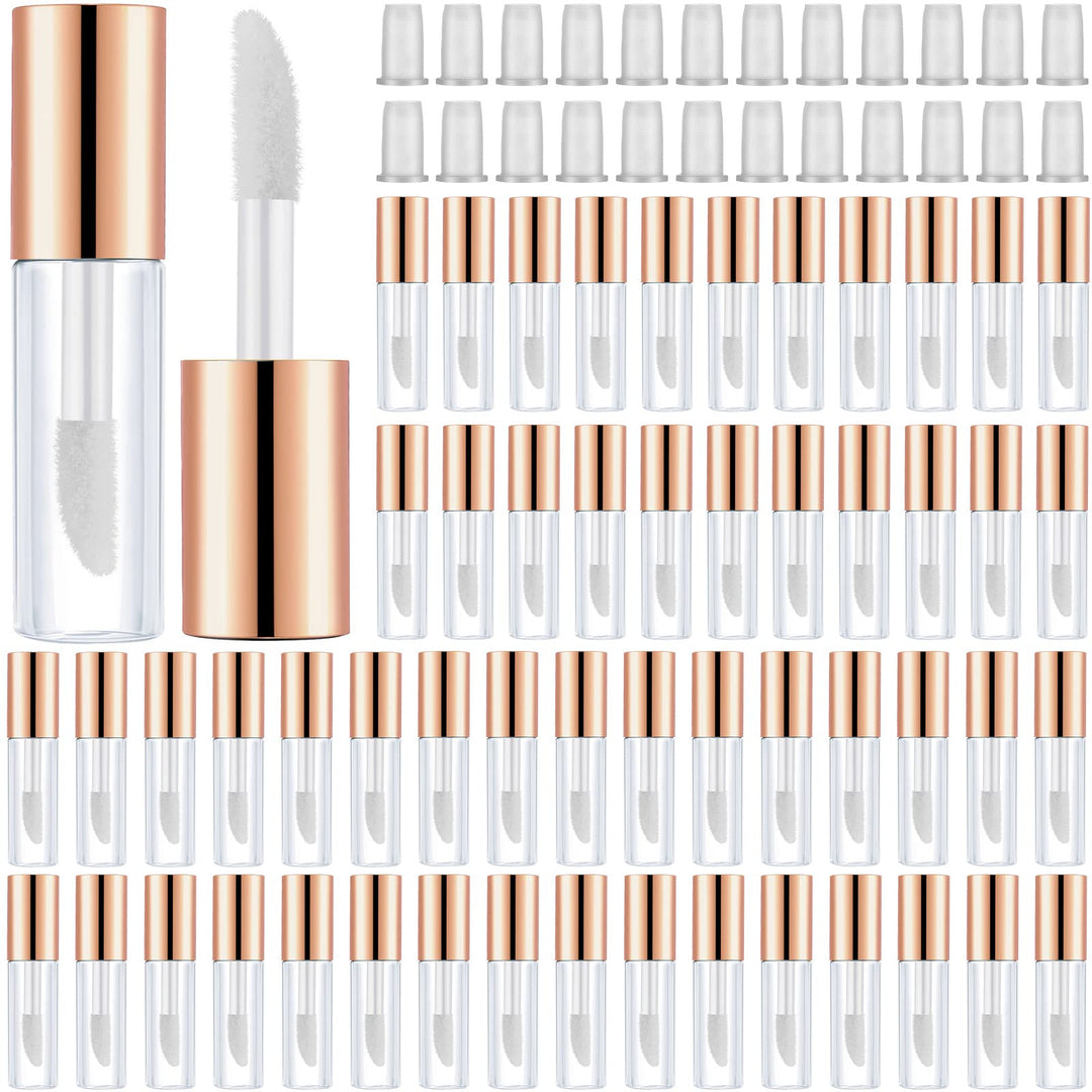 Patelai 100 Pieces 1.2 Ml Clear Mini Lip Gloss Tube Refillable Empty Lip Balm Gloss Containers For Women Girls Diy Makeup, Rose