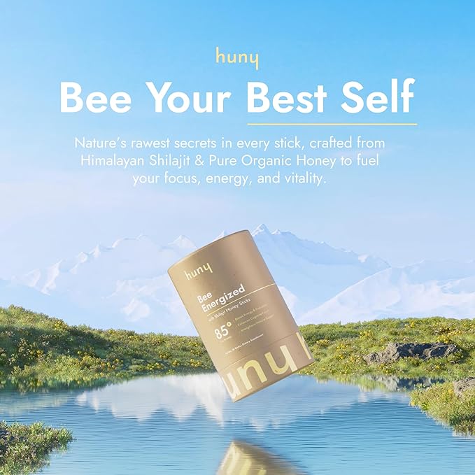 Bee Energized with Shilajit Honey Sticks | 85+ Trace Minerals for Clean Energy, Focus & Immune Support | Pure Himalayan Shilajit for Men & Women | 30 Count (Pack of 1)