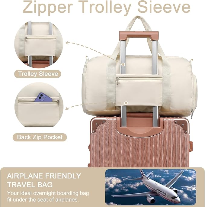 Weekender Duffel Sport Gym Bag Women Girls Travel duffle Bags with Shoe Compartment Wet Pocket