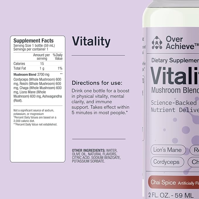 Supplement Variety Pack with Advanced Nanoscience Technology, 12 Pack, Stress Calming Relax Drink, Sleep Aid Drink, Mushroom Supplement Drink, 2 oz Shot
