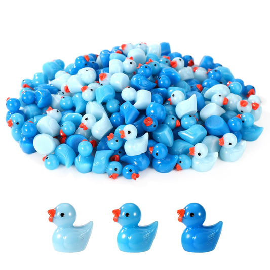 120 Pcs Blue Theme Mini Resin Ducks, Cute Tiny Ducks Decoration Miniature Ducks Figurines Small Duck Ornament Toys for Dollhouse Landscape Ornament Gift Exchange
