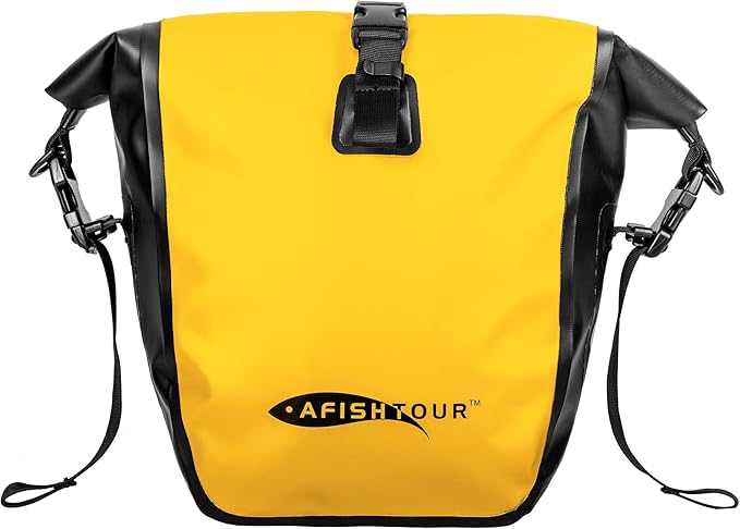 Waterproof Bike Pannier - 15L Saddle Bag for Bicycle Rear Rack - Bike Bag for Grocery, Laptop (Yellow,1 PCS)