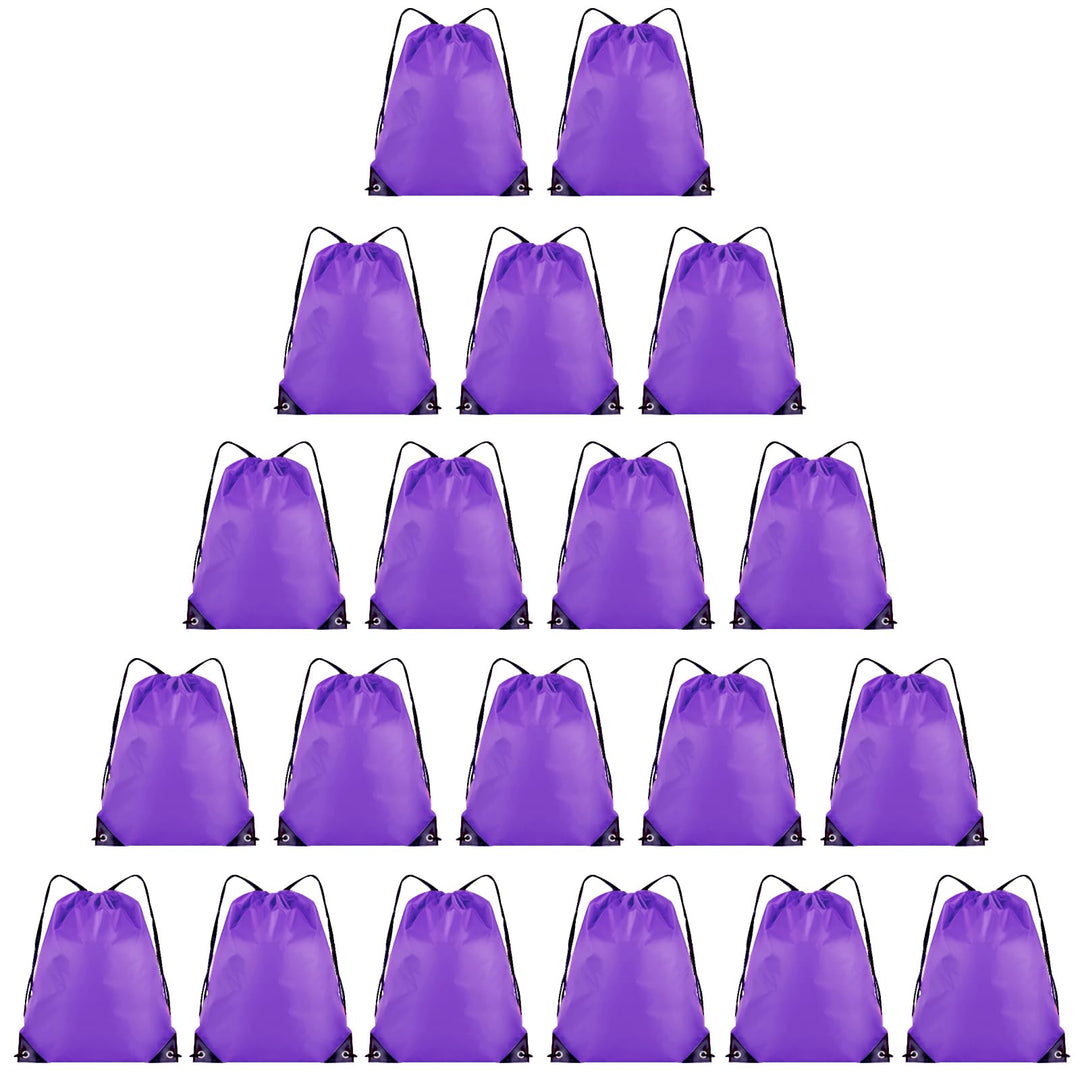 Grneric 20 Pieces Drawstring Backpack Bulk Cinch Sackpack Ployster Drawstring Bags for Gym Party Trip(Purple)