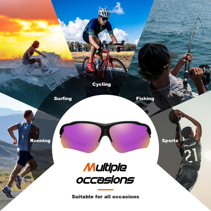 FAGUMA Polarized Sports Sunglasses for Men Women Fishing Cycling Running Golf Motorcycle TR90 Frame UV400