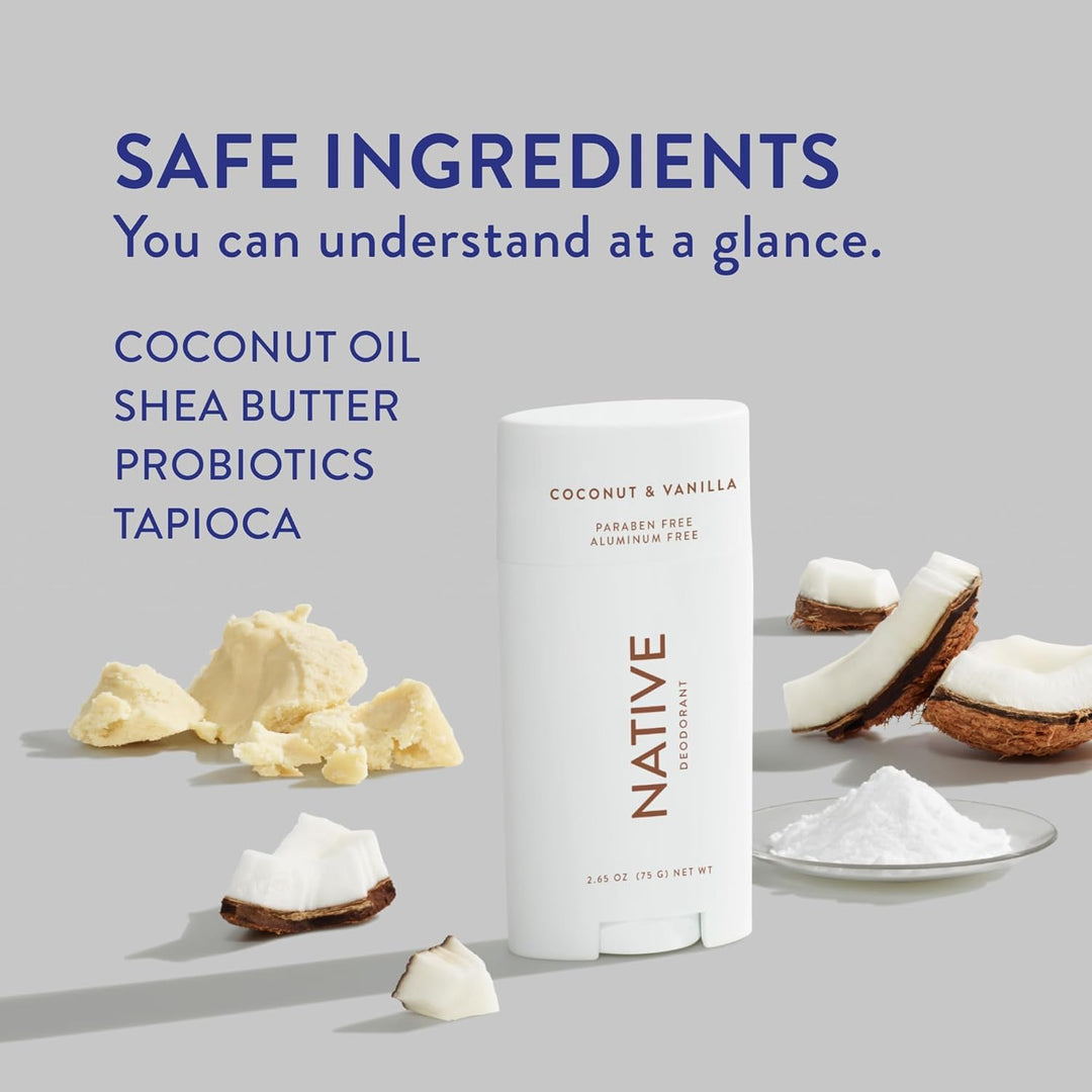 Native Deodorant | 72-Hour Odor Control | Aluminum-Free, Coconut & Vanilla, 2-Pack