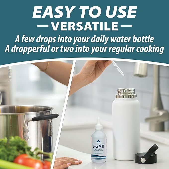 Anderson Sea M.D. New Refill Size Concentrated Trace Mineral Drops, Ionic Electrolyte Magnesium Supplement, Aids in Muscle Cramps, Joint Health, Liquid Magnesium, Easy to Take, 550mL, 275 Servings