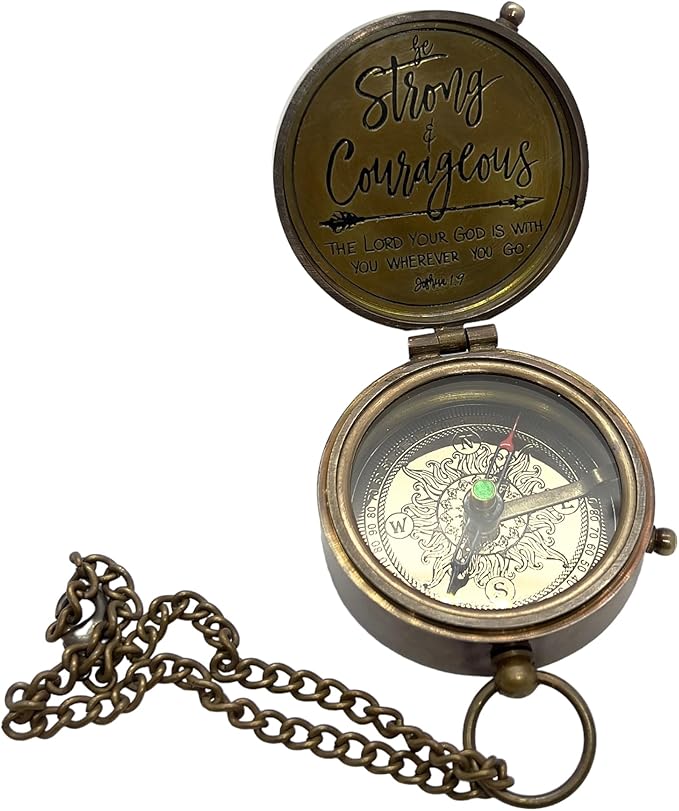 Antique Brass Compass with Detachable Chain & Carrying Case – Vintage Nautical Navigation Tool for Outdoor Hiking, Survival, and Travel – Gift for Collectors and Adventurers
