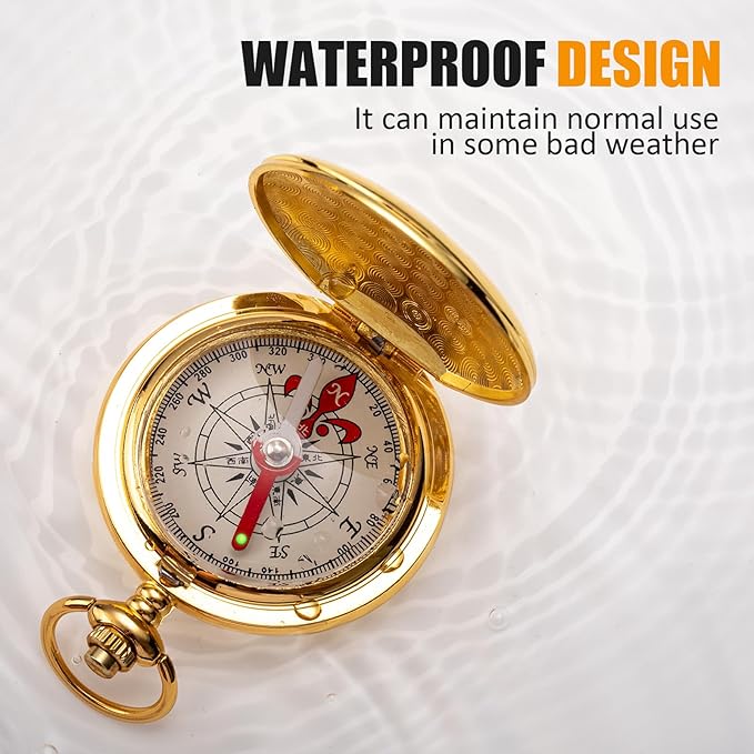 6 Pcs Pocket Compass for Kids Camping Survival Compass for Hiking Gift Glow in The Dark Military Compass Bulk for Hiking Hunting Climbing Camping Party Favor Supplies