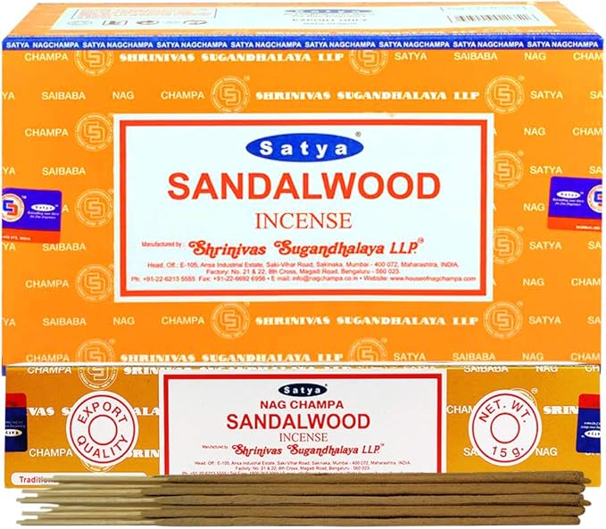 Sandalwood Incense Sticks - Total 180 Insence-Sticks and Incense Stick Holder Bundle Insence Insense Satya Incense
