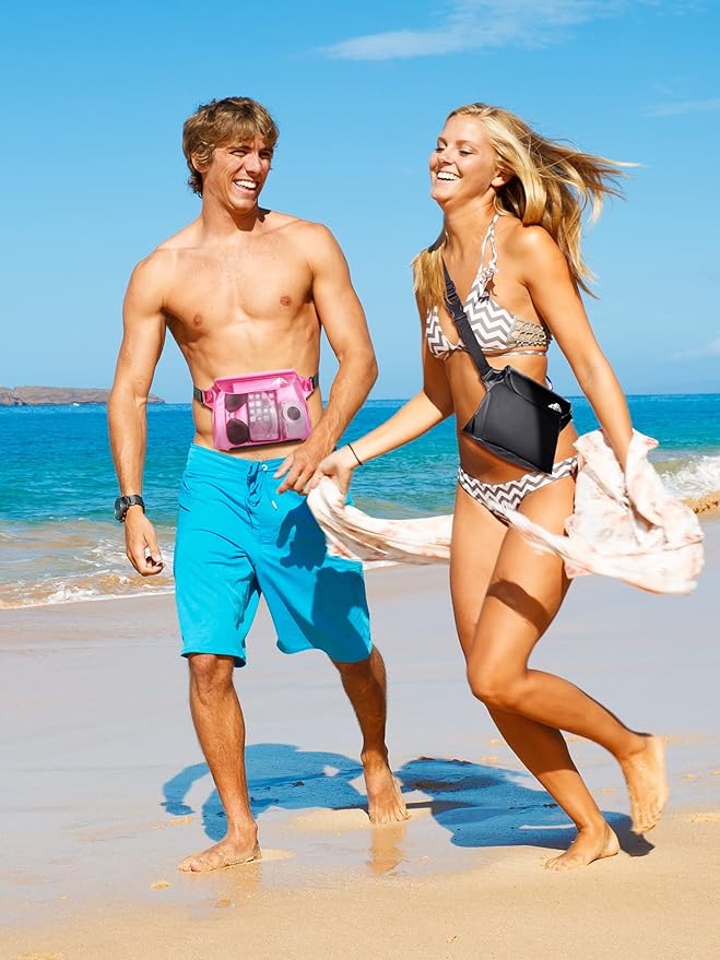 HEETA 2/3/4 Pack Waterproof Pouch with Waist Strap, Screen Touchable Dry Bag with Adjustable Belt for Phone Valuables for Kayaking, Swimming, Snorkeling, Boating, Fishing, Surfing & Beach