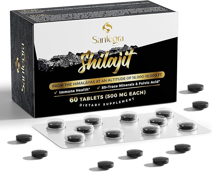30,000 MG Shilajit Tablets, 100% Shilajit Pure Tablets 60 Counts - Shilajit Himalayan Organic Rich in Fulvic Acid & 85+ Trace Minerals, Shilajit Resin Supplement for Energy & Immune System