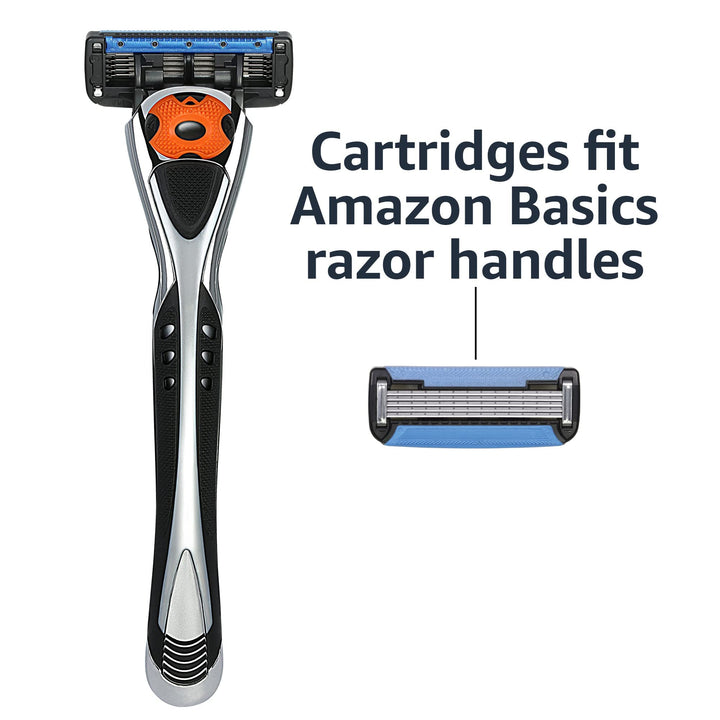 Amazon Basics 5-Blade MotionSphere Razor for Men with Dual Lubrication and Precision Beard Trimmer, Handle & 2 Cartridges (Cartridges fit Amazon Basics Razor Handles only) (Previously Solimo)