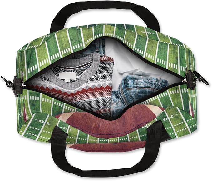 American Football Field And Ball Kids Overnight Duffle Bags Boys Girls Teen Sports Gym Bag for Weekender Travel Gymnastics Dance Ballet