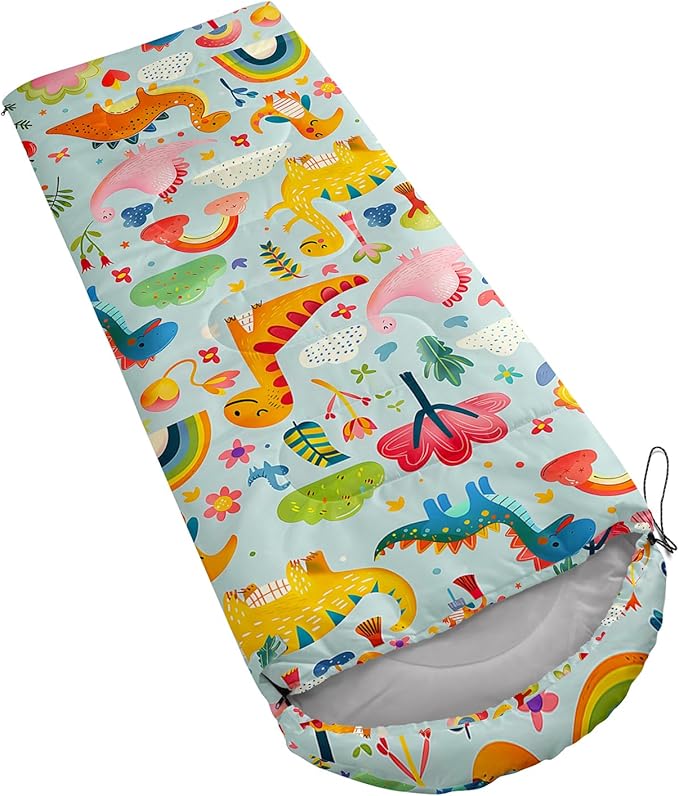 AILONEN Cartoon Fox Camping Sleeping Bag for Boys Girls Adults,Lightweight & Waterproof,3 Season Warm & Cold Weather,Portable,Kawaii Fox Printed Sleeping Bag,Traveling,Camping,Hiking