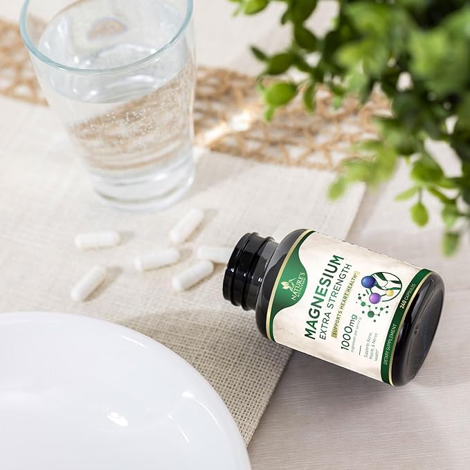 Magnesium Supplement (Citrate Oxide) 1000mg for Best Absorption, Supports Bone, Heart Health, Nerves, Muscles & Metabolism, Nature's Pure Magnesio Vitamin Pills, Bottled in USA, 240 Capsules