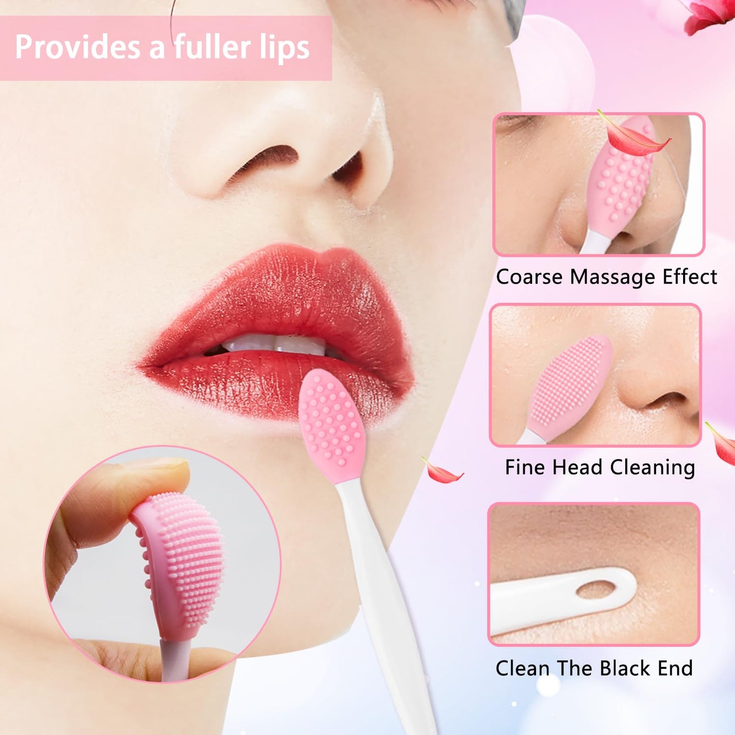10PCS Silicone Face Scrubber, 4pcs Lip Scrub Brush, 4pcs Silicone Cleansing Brush Exfoliating Lip Brushes, 2pcs Exfoliating Face Brushes for Men Women